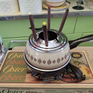 Vintage Oster Electric Fondue Pot With Original Box Earth Tones